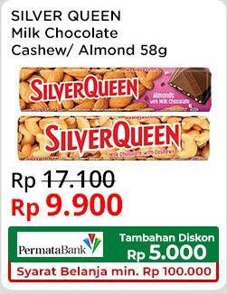 Promo Harga Silver Queen Chocolate Almonds, Cashew 58 gr - Indomaret