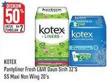 Promo Harga KOTEX Pantyliner Fresh Long & Wide Daun Sirih 32s / Soft & Smooth Maxi Non Wing 20s  - Hypermart