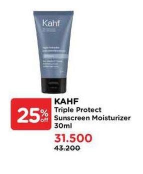 Promo Harga Kahf Triple Protection Sunscreen Moisturizer SPF 30+++ 30 ml - Watsons
