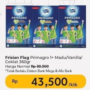 Promo Harga Frisian Flag Primagro 1+ Cokelat, Vanilla, Madu 360 gr - Carrefour