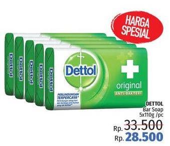 Promo Harga DETTOL Bar Soap per 5 pcs 110 gr - LotteMart