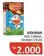 Promo Harga VIDORAN Kids Milk UHT Coklat, Stroberi 115 ml - Alfamidi