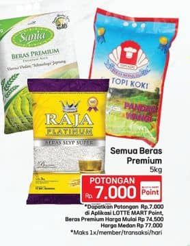 Promo Harga Sania/Topi Koki/Raja Platinum Beras Premium  - LotteMart