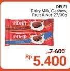 Promo Harga DELFI Chocolate Dairy Milk, Cashew, Fruit Nut 27 gr - Alfamidi