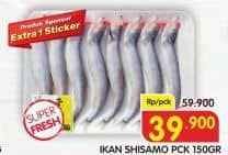 Ikan Shisamo 150 gr Diskon 33%, Harga Promo Rp39.900, Harga Normal Rp59.900, Produk Sponsor Extra 1 Stiker