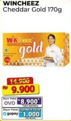 Promo Harga WINcheez Gold Cheddar Keju Olahan  170 gr - Alfamart
