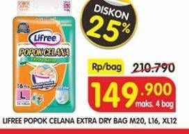 Promo Harga Lifree Popok Celana Ekstra Serap M20, L16, XL12  - Superindo