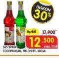 Promo Harga 365 Syrup Cocopandan, Melon 500 ml - Superindo