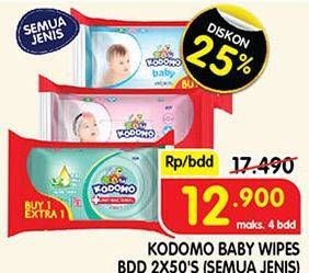 Promo Harga KODOMO Baby Wipes All Variants 50 pcs - Superindo