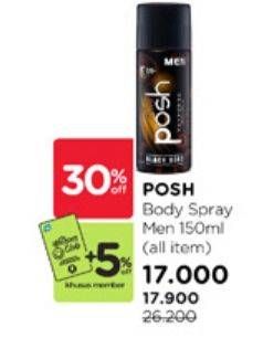 Promo Harga Posh Men Perfumed Body Spray All Variants 150 ml - Watsons