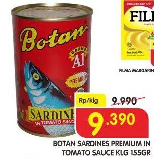 Promo Harga BOTAN Sardines Premium In Tomato Sauce 155 gr - Superindo