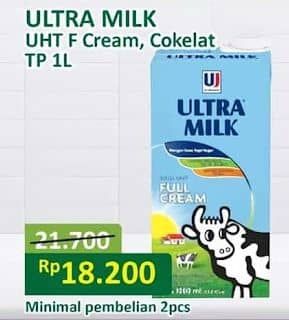 Promo Harga Ultra Milk Susu UHT Coklat, Full Cream 1000 ml - Alfamart