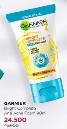 Promo Harga Garnier Bright Complete 3-in-1 Anti Acne Facial Wash 90 ml - Watsons