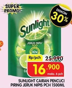 Promo Harga Sunlight Pencuci Piring Jeruk Nipis 100 1500 ml - Superindo