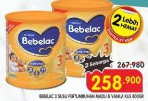 Promo Harga Bebelac 3 Susu Pertumbuhan Madu, Vanila 800 gr - Superindo