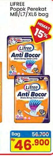 Promo Harga Lifree Popok Perekat Menyerap dan Kering M8, L7, XL6 6 pcs - Indomaret