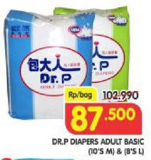Promo Harga Dr.p Adult Diapers Basic Type M10, L8  - Superindo