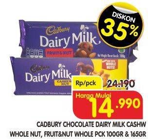 Promo Harga CADBURY Dairy Milk Milk Cashew Nut, Fruit Nut  - Superindo