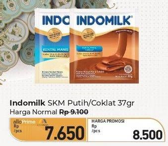 Promo Harga Indomilk Susu Kental Manis Plain, Cokelat per 6 sachet 37 gr - Carrefour