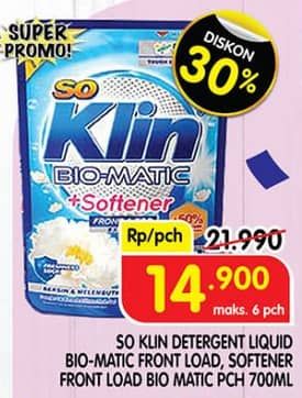 Promo Harga So Klin Biomatic Liquid Detergent Front Load, +Softener Front Load 700 ml - Superindo