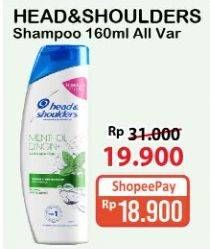 Promo Harga HEAD & SHOULDERS Shampoo All Variants 160 ml - Alfamart