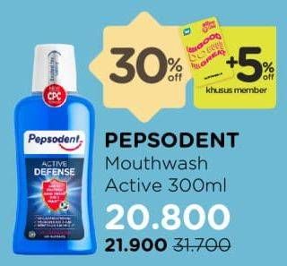 Promo Harga PEPSODENT Mouthwash 300 ml - Watsons