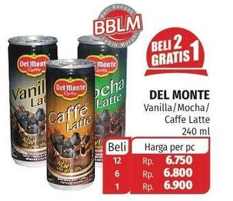 Promo Harga DEL MONTE Latte Mocha Latte, Caffe Latte, Vanilla Latte 240 ml - Lotte Grosir