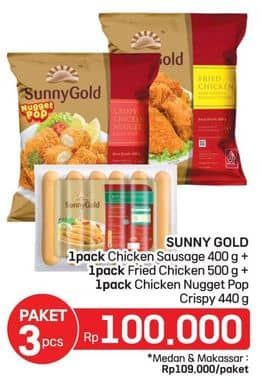 Promo Harga Sunny Gold Chicken Sausage + Fried Chicken + Chicken Nugget Pop  - LotteMart