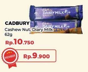 Promo Harga Cadbury Dairy Milk Cashew Nut, Original 62 gr - Yogya