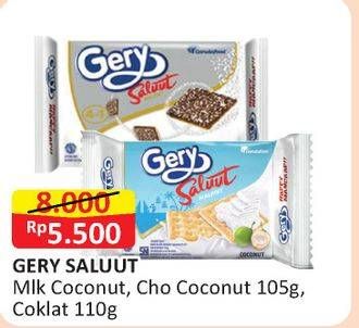 Promo Harga GERY Malkist Milk Coconut, Chocolate Coconut, Chocolate 110 gr - Alfamart