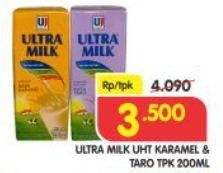 Promo Harga ULTRA MILK Susu UHT Karamel, Taro 200 ml - Superindo