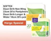 Promo Harga SOFTEX Pembalut 23cm 20s / Pantyliners Daun Sirih 18cm 30s  - Indomaret