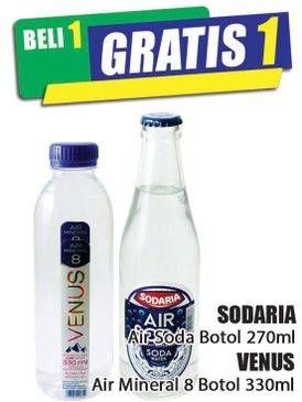 Promo Harga SODARIA Air Soda 270ml/VENUS Air Mineral 8 330ml  - Hari Hari