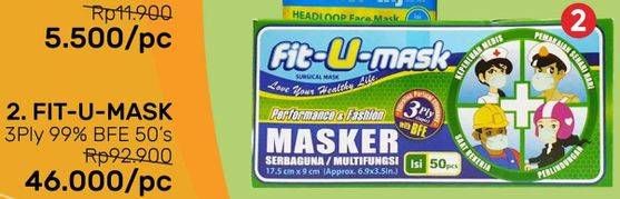 Promo Harga FIT-U-MASK Masker 3Ply 99% BFE 50 pcs - Guardian