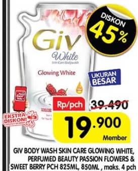 Promo Harga GIV Body Wash Glow White, Passion Flowers Sweet Berry 825 ml - Superindo