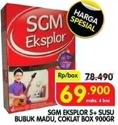 Promo Harga SGM Eksplor 5+ Susu Pertumbuhan Coklat, Madu 900 gr - Superindo