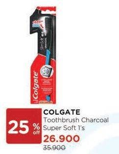 Promo Harga COLGATE Toothbrush Charcoal Super Soft 1 pcs - Watsons