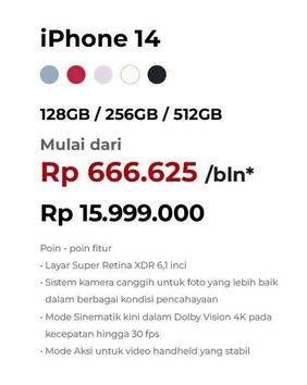 Promo Harga Apple iPhone 14 128 GB, 256 GB, 512 GB 1 pcs - Erafone