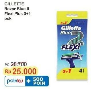 Promo Harga Gillette Blue II Flexi 4 pcs - Indomaret