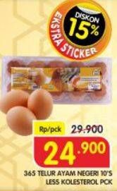 Promo Harga 365 Telur Ayam Negeri Less Cholesterol 10 pcs - Superindo