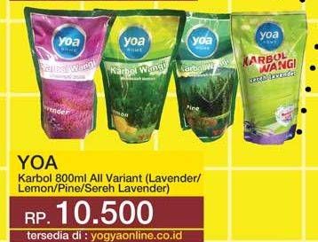 Promo Harga YOA Karbol Lavender, Lemon, Pine, Sereh Lavender 800 ml - Yogya