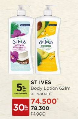 Promo Harga ST IVES Body Lotion All Variants 621 ml - Watsons