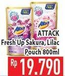 Promo Harga ATTACK Fresh Up Softener Sakura, Dazzling Lilac 800 ml - Hypermart