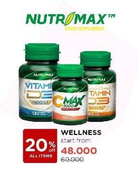 Promo Harga Nutrimax Vitamin D3 400 IU/C Max 1000/Vitamin D3 1000 IU  - Watsons