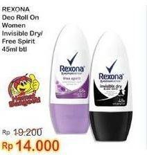Promo Harga REXONA Deo Roll On Invisible Dry, Free Spirit 50 ml - Indomaret