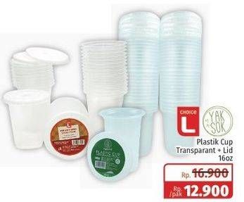 Promo Harga Choice L/Yaksok Plastik Cup Tranparant + Lid  - Lotte Grosir