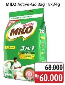 Promo Harga Milo ActivGo 3in1 per 18 sachet 35 gr - Alfamidi