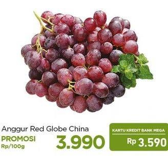 Promo Harga Anggur Red Globe Cina per 100 gr - Carrefour