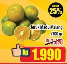 Promo Harga Jeruk Malang Madu per 100 gr - Hypermart