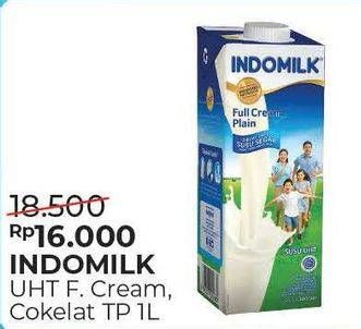 Promo Harga Indomilk Susu UHT Cokelat, Full Cream Plain 1000 ml - Alfamart